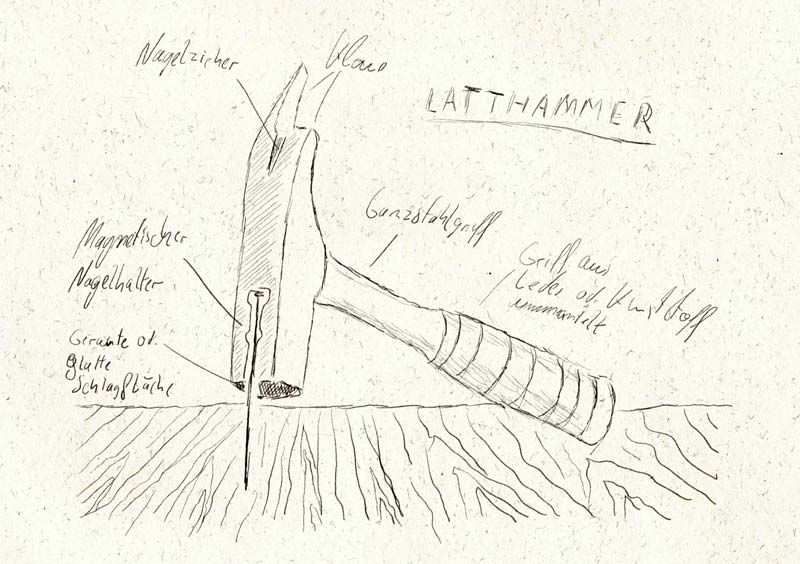 Latthammer mit Magnet und Nagelhalter